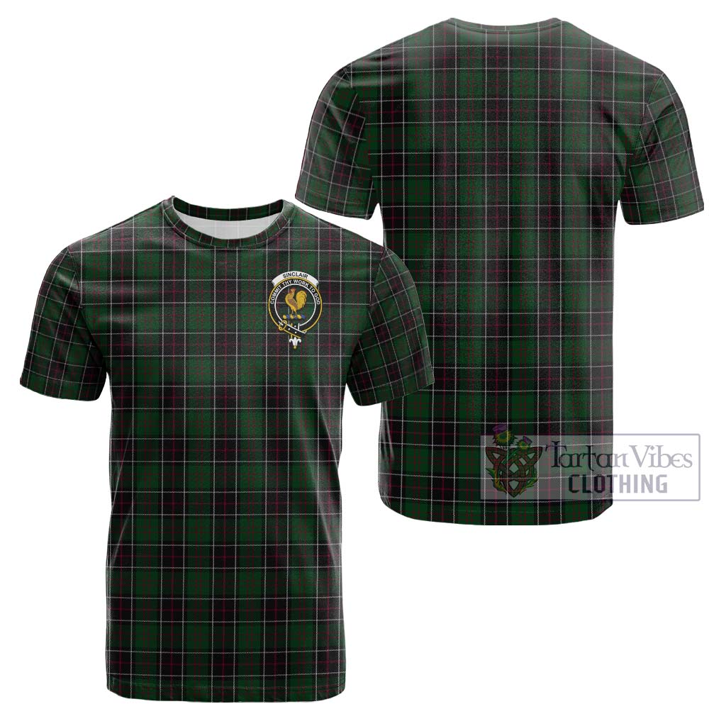Tartan Vibes Clothing Sinclair Hunting Tartan Cotton T-Shirt with Family Crest