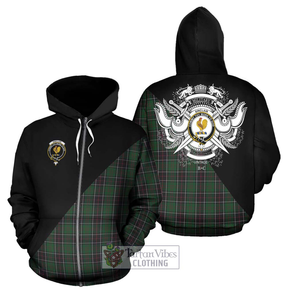 Sinclair Hunting Tartan Hoodie with Family Crest and Military Logo Style - Tartanvibesclothing Shop