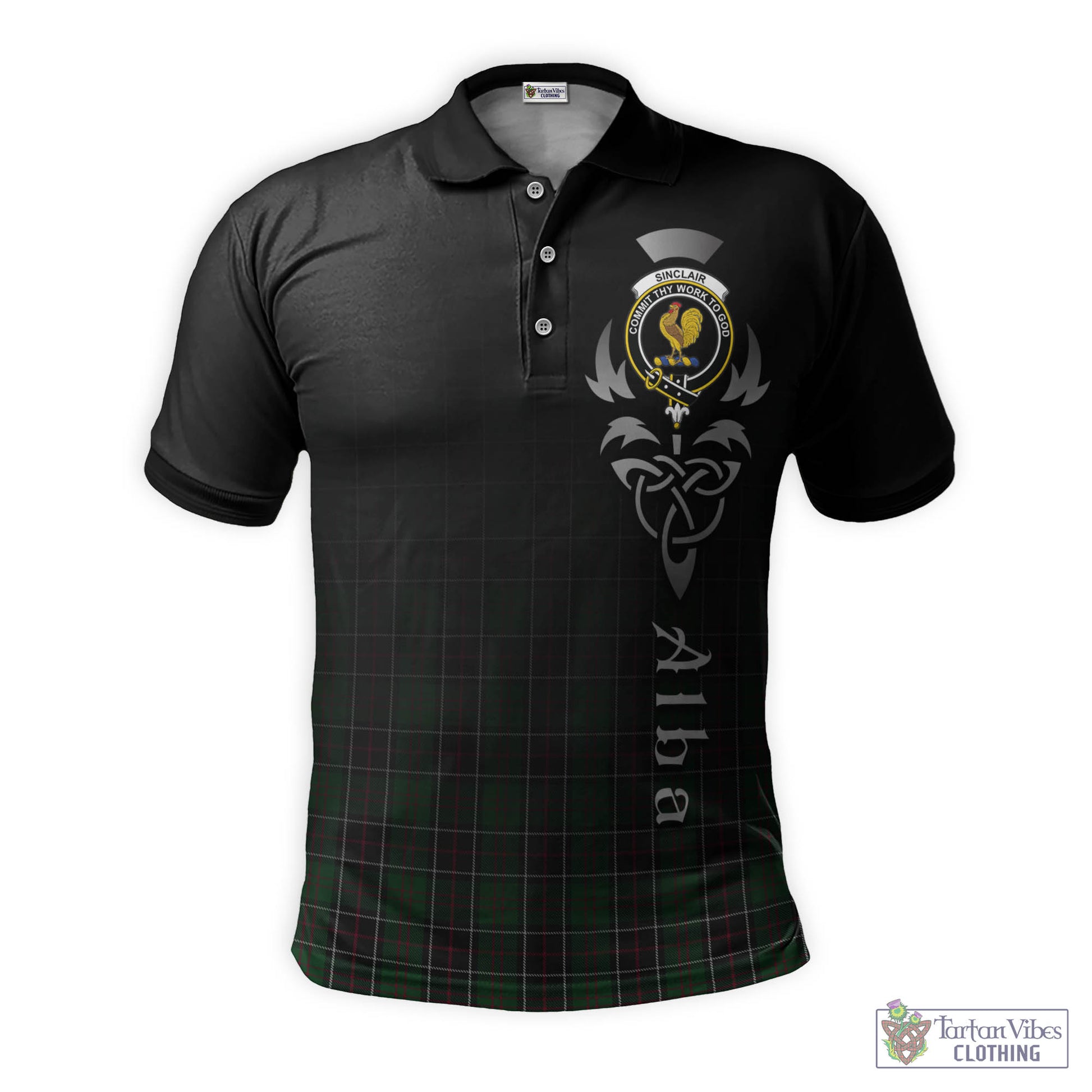 Tartan Vibes Clothing Sinclair Hunting Tartan Polo Shirt Featuring Alba Gu Brath Family Crest Celtic Inspired