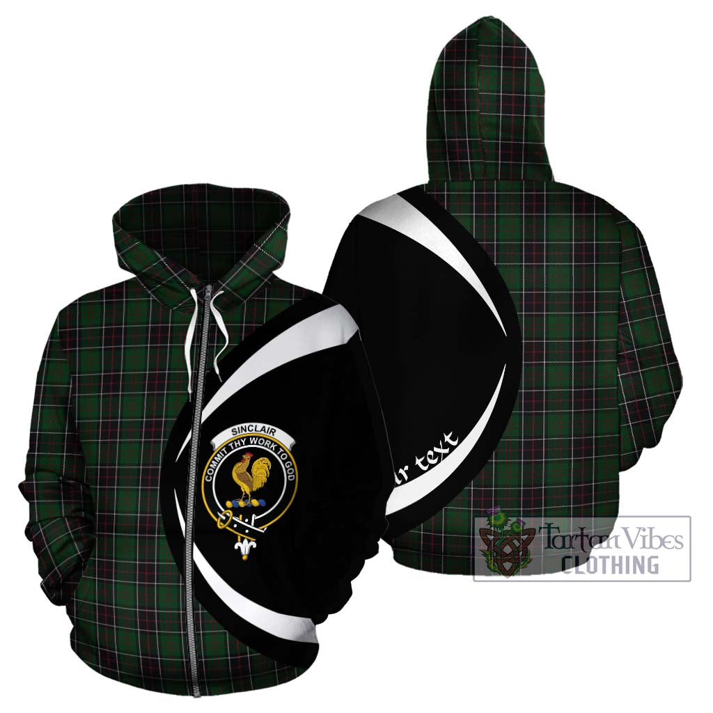 Tartan Vibes Clothing Sinclair Hunting Tartan Hoodie with Family Crest Circle Style