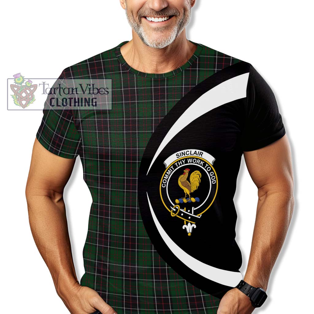 Tartan Vibes Clothing Sinclair Hunting Tartan T-Shirt with Family Crest Circle Style