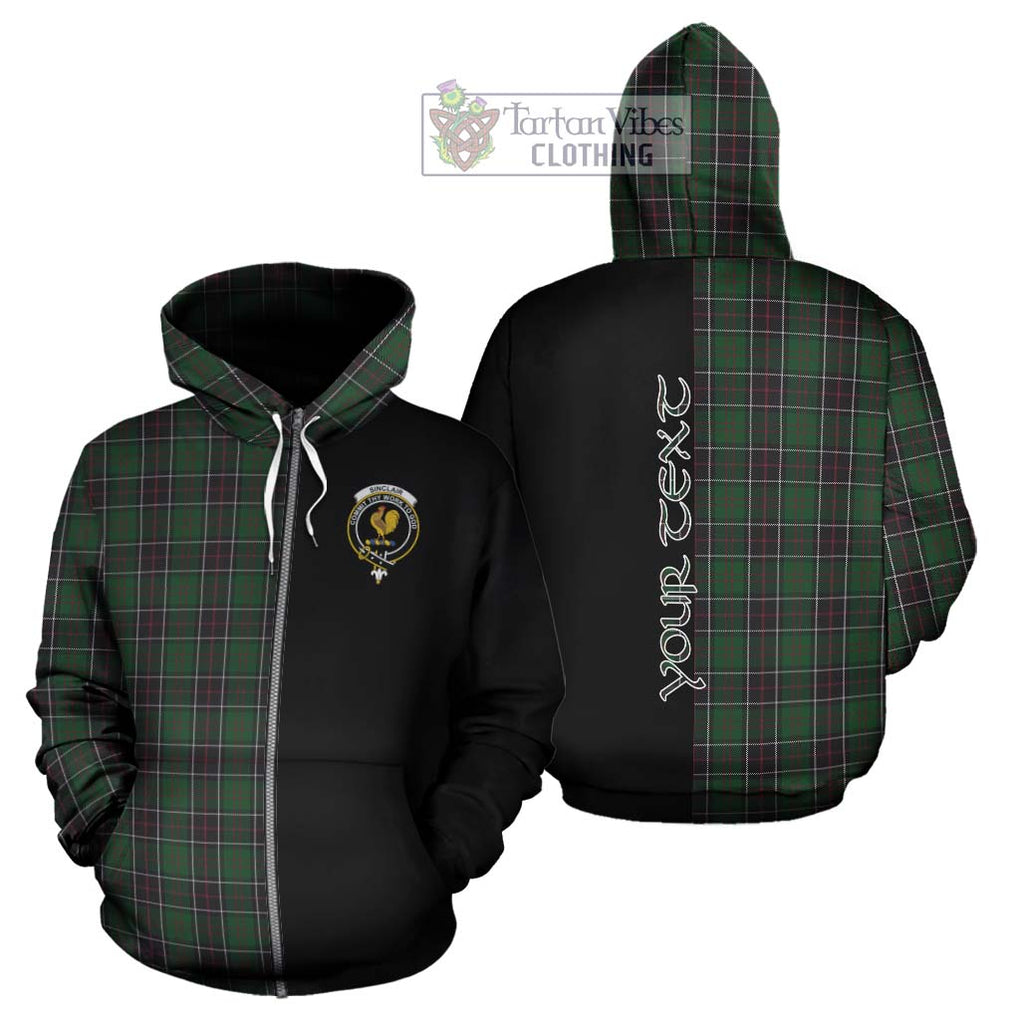 Sinclair Hunting Tartan Hoodie with Family Crest and Half Of Me Style - Tartanvibesclothing Shop