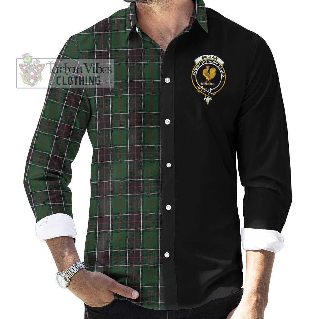 Sinclair Hunting Tartan Long Sleeve Button Shirt with Family Crest and Half Of Me Style - Tartanvibesclothing Shop