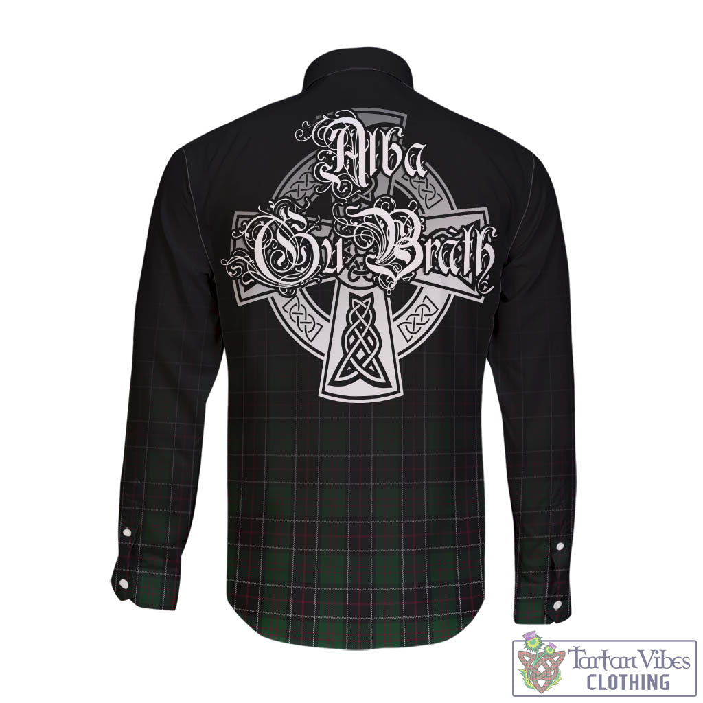 Tartan Vibes Clothing Sinclair Hunting Tartan Long Sleeve Button Up Featuring Alba Gu Brath Family Crest Celtic Inspired