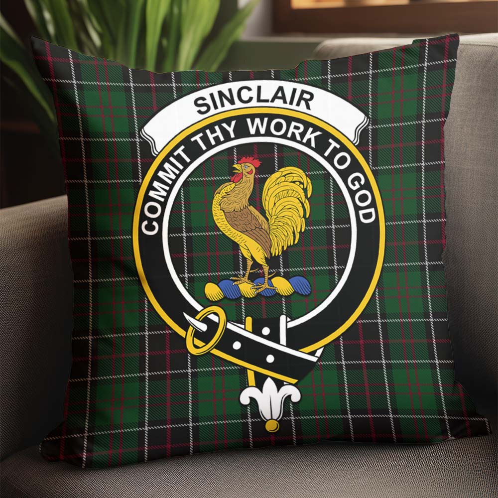 Sinclair Hunting Tartan Pillow Cover with Family Crest - Tartanvibesclothing