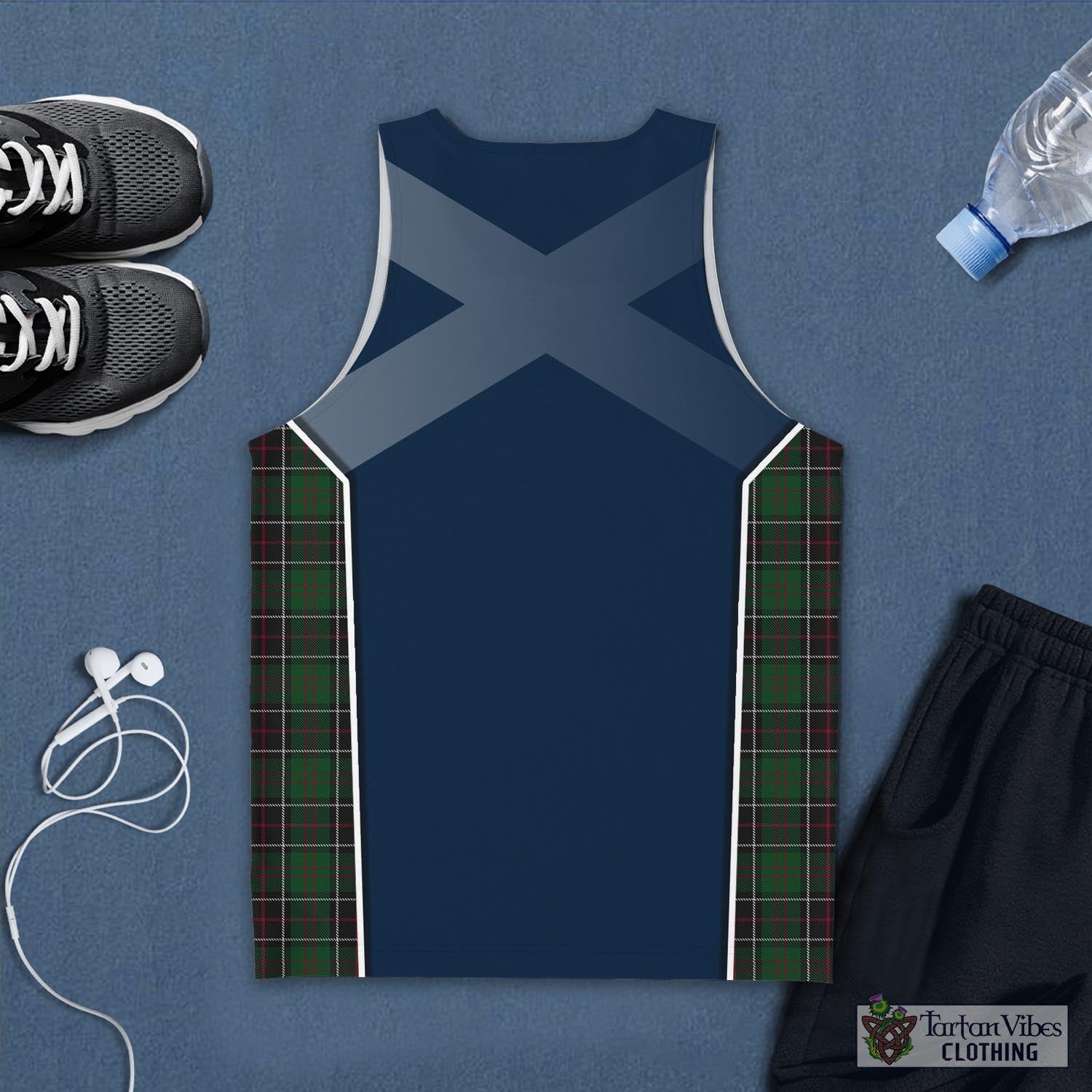 Tartan Vibes Clothing Sinclair Hunting Tartan Men's Tanks Top with Family Crest and Scottish Thistle Vibes Sport Style