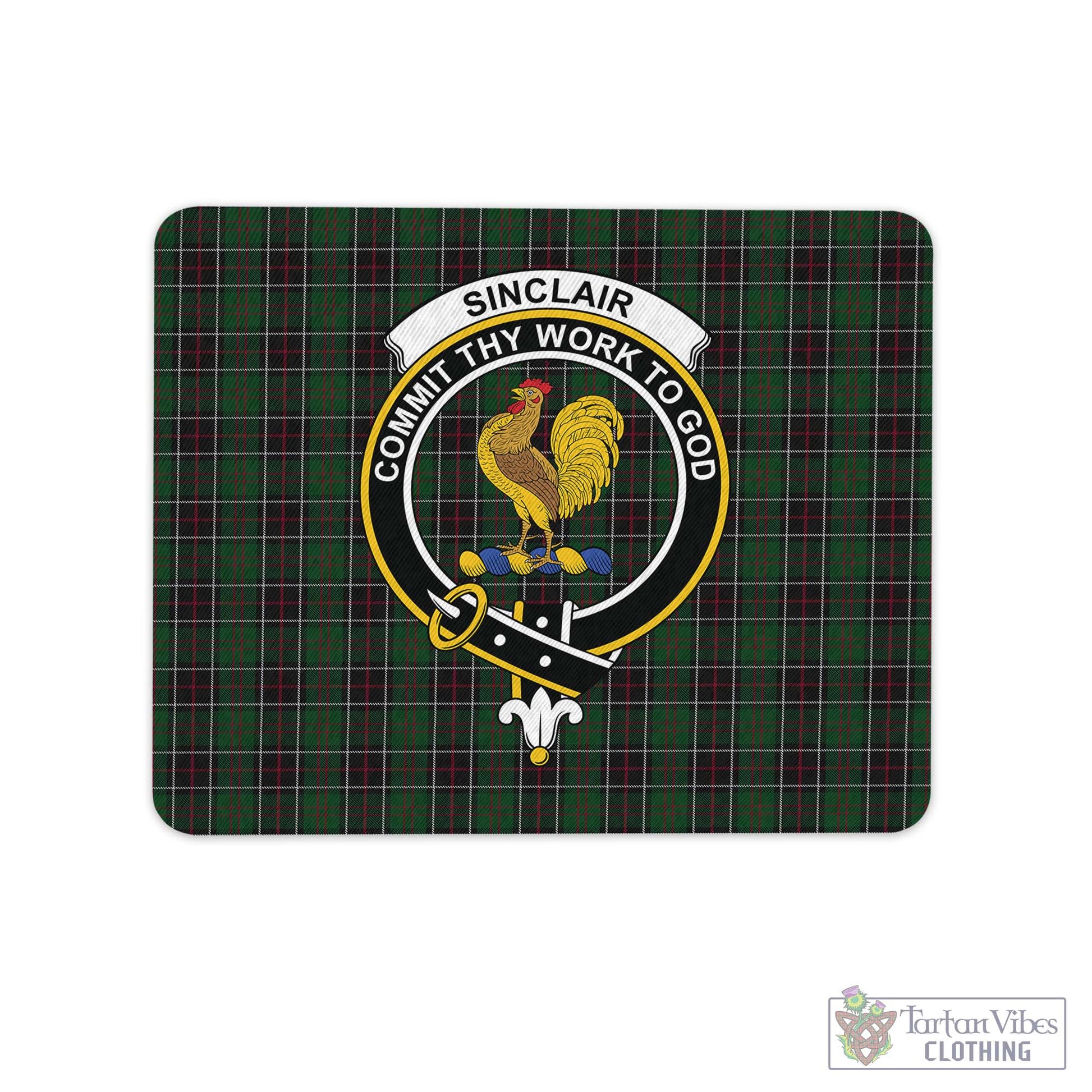 Tartan Vibes Clothing Sinclair Hunting Tartan Mouse Pad with Family Crest