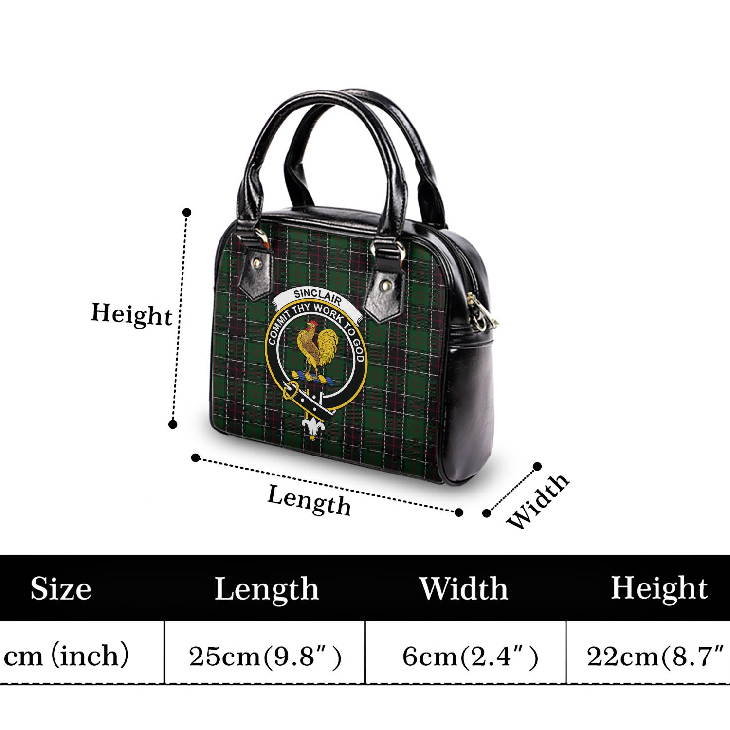 Sinclair Hunting Tartan Shoulder Handbags with Family Crest - Tartanvibesclothing