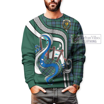 Sinclair Hunting Ancient Tartan Sweatshirt with Epic Bagpipe Style