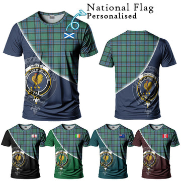 Sinclair Hunting Ancient Tartan T-Shirt with Personalised National Flag and Family Crest Half Style