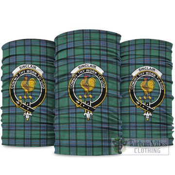 Sinclair Hunting Ancient Tartan Neck Gaiters, Tartan Bandanas, Tartan Head Band with Family Crest