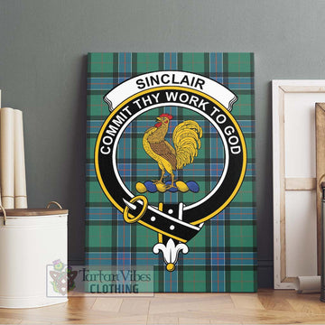 Sinclair Hunting Ancient Tartan Canvas Print Wall Art with Family Crest