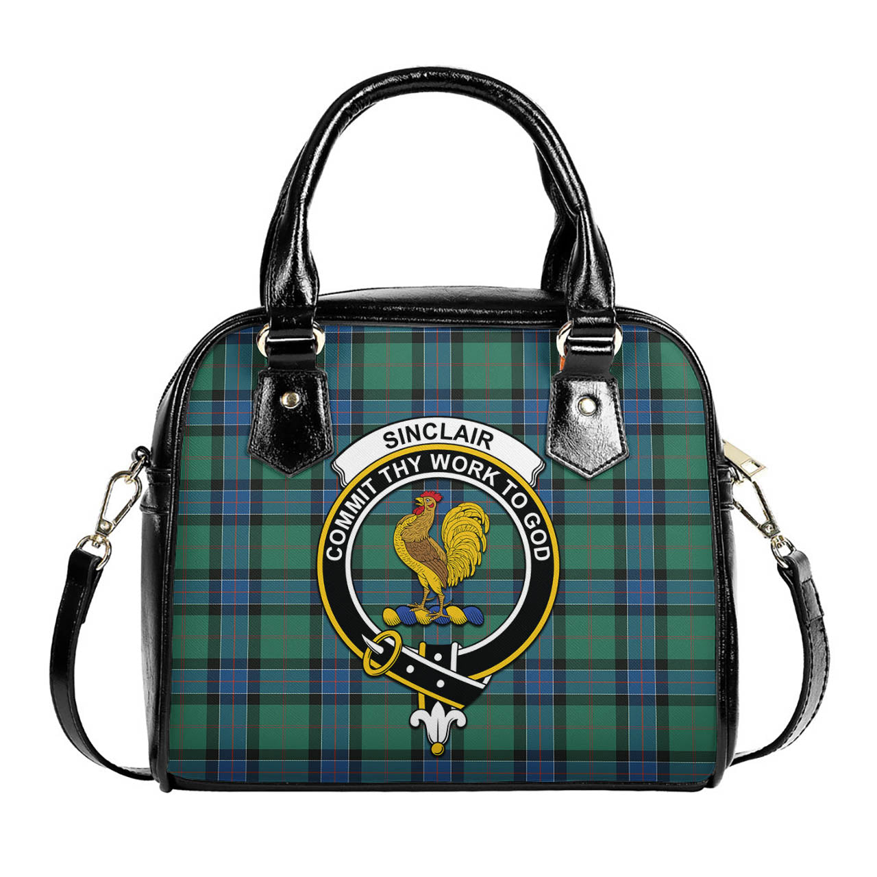 Sinclair Hunting Ancient Tartan Shoulder Handbags with Family Crest One Size 6*25*22 cm - Tartanvibesclothing