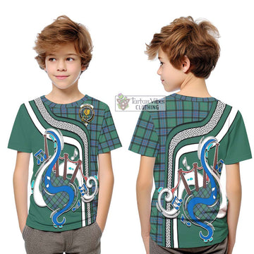 Sinclair Hunting Ancient Tartan Kid T-Shirt with Epic Bagpipe Style