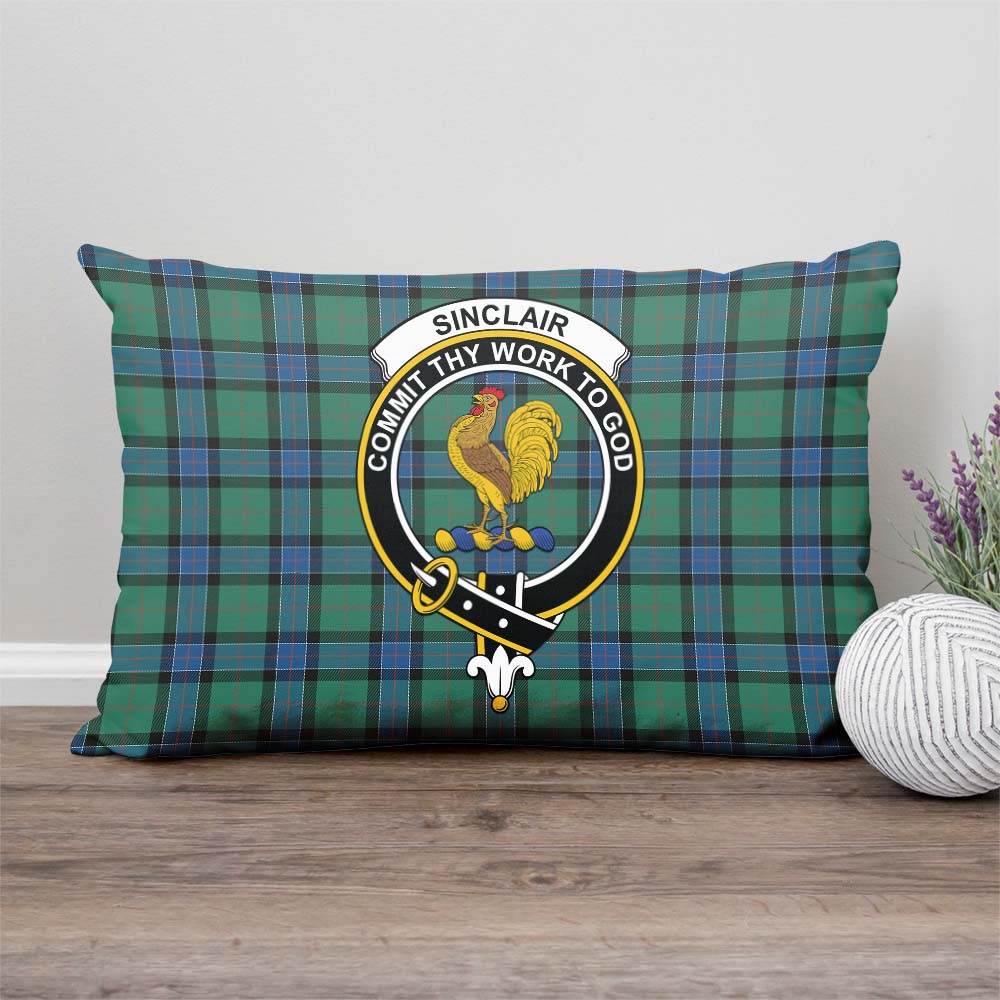 Sinclair Hunting Ancient Tartan Pillow Cover with Family Crest Rectangle Pillow Cover - Tartanvibesclothing