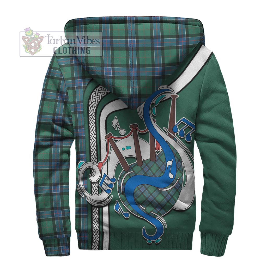 Tartan Vibes Clothing Sinclair Hunting Ancient Tartan Sherpa Hoodie with Epic Bagpipe Style