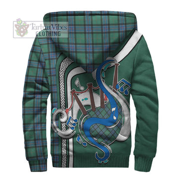 Sinclair Hunting Ancient Tartan Sherpa Hoodie with Epic Bagpipe Style