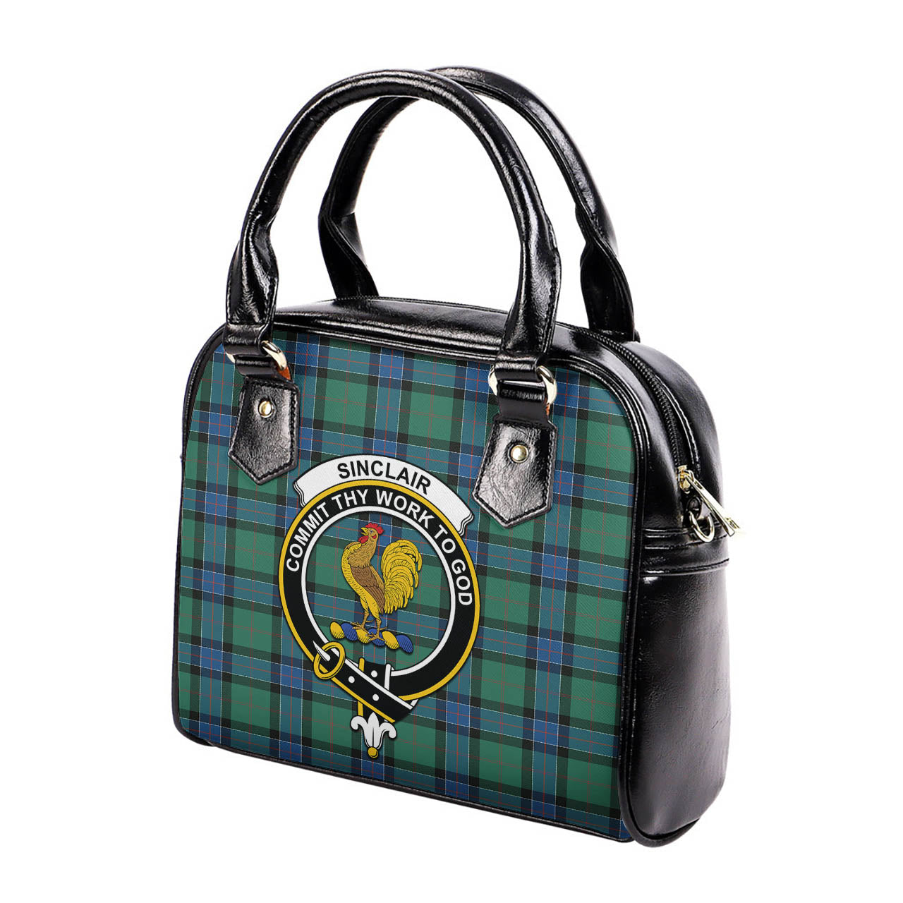 Sinclair Hunting Ancient Tartan Shoulder Handbags with Family Crest - Tartanvibesclothing