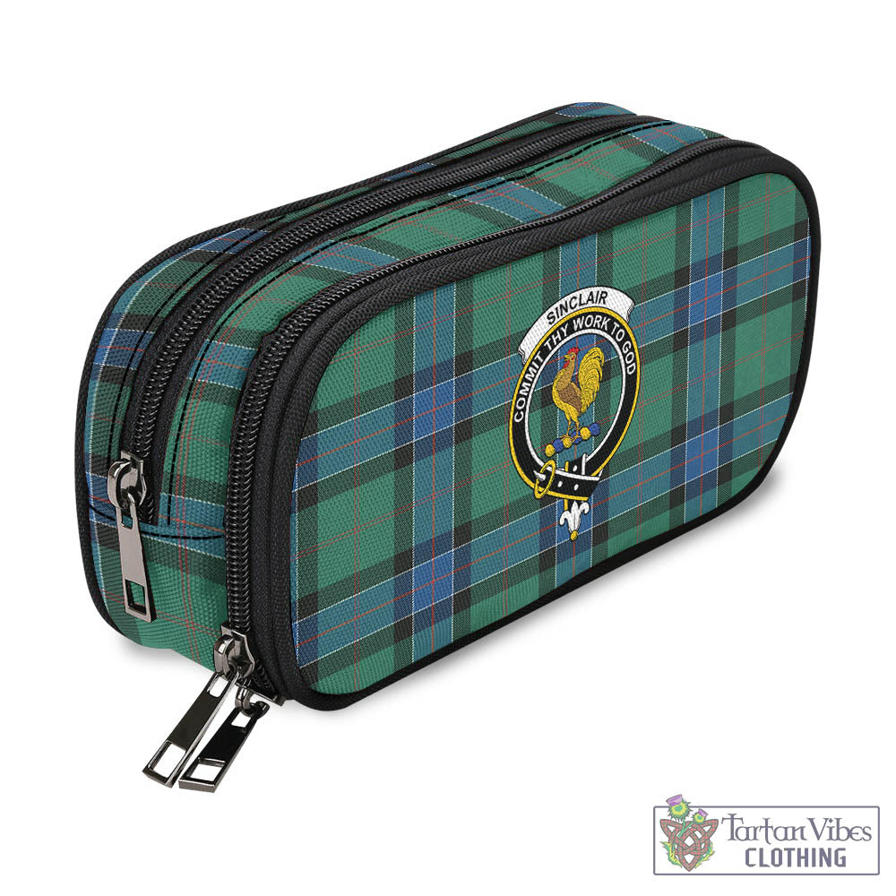 Tartan Vibes Clothing Sinclair Hunting Ancient Tartan Pen and Pencil Case with Family Crest