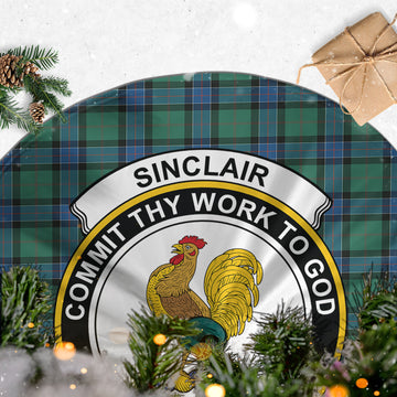 Sinclair Hunting Ancient Tartan Christmas Tree Skirt with Family Crest