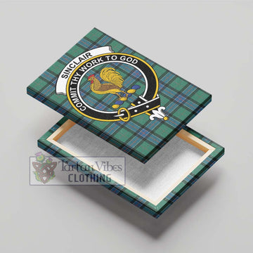 Sinclair Hunting Ancient Tartan Canvas Print Wall Art with Family Crest