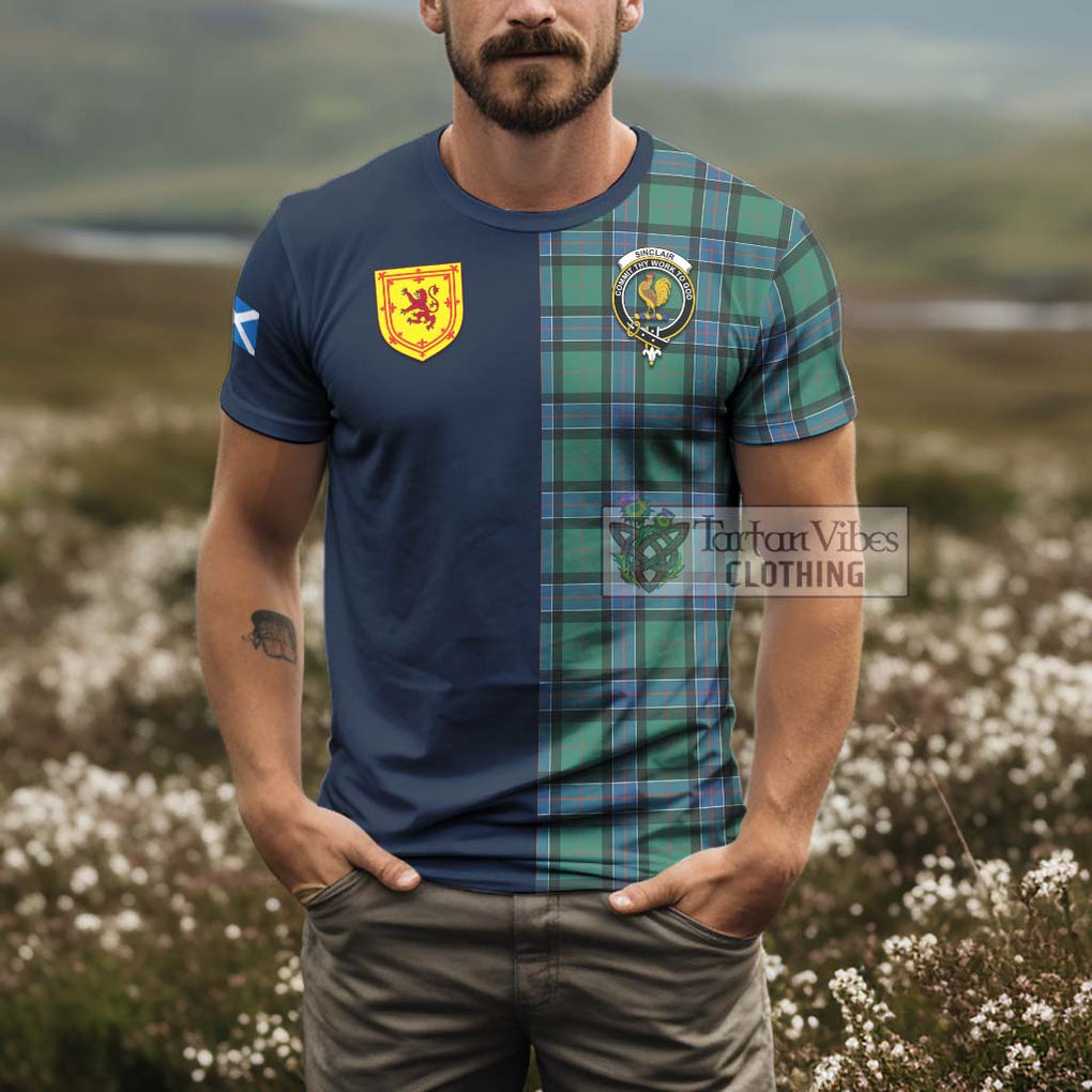 Tartan Vibes Clothing Sinclair Hunting Ancient Tartan T-Shirt Alba with Scottish Lion Royal Arm Half Style