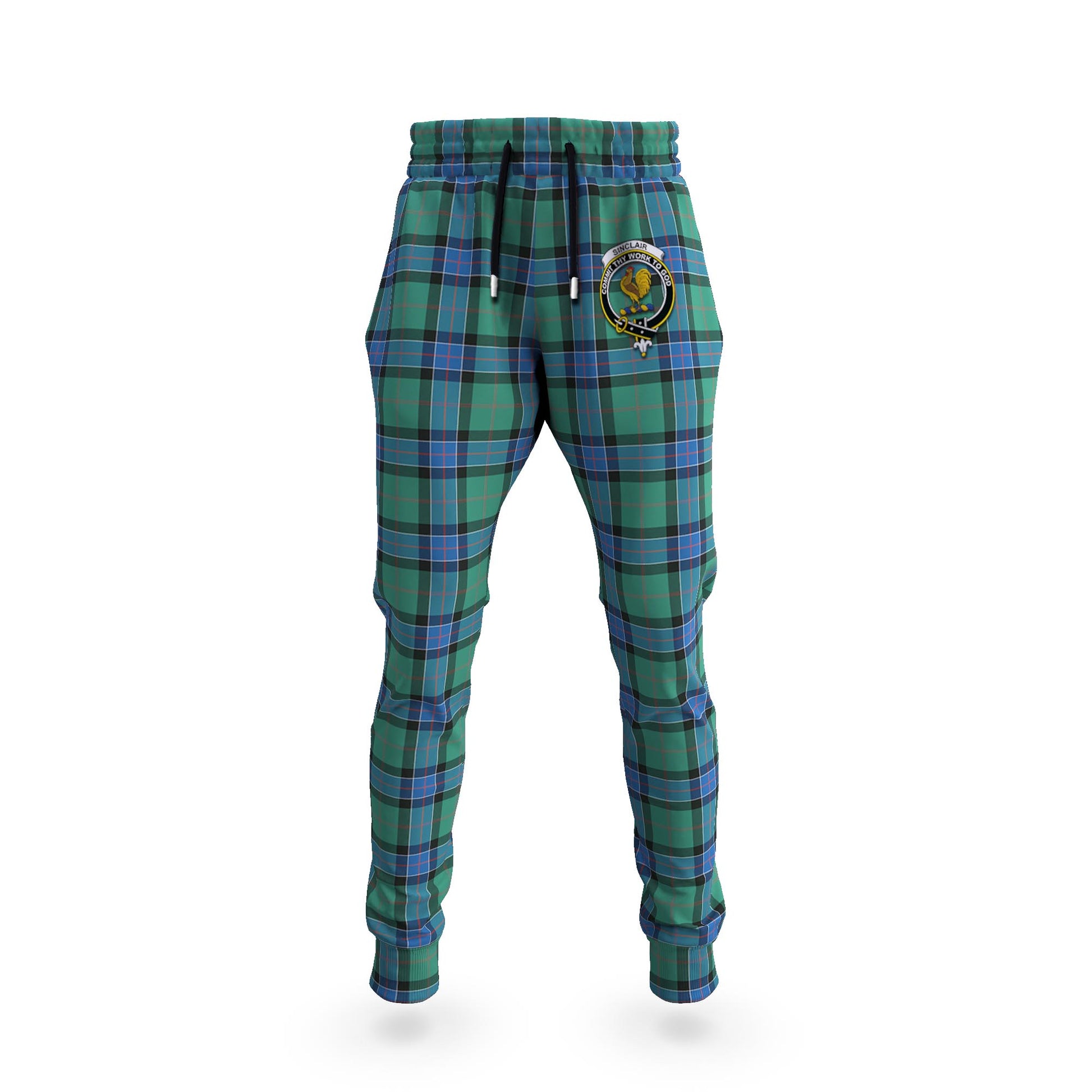 Sinclair Hunting Ancient Tartan Joggers Pants with Family Crest 5XL - Tartan Vibes Clothing