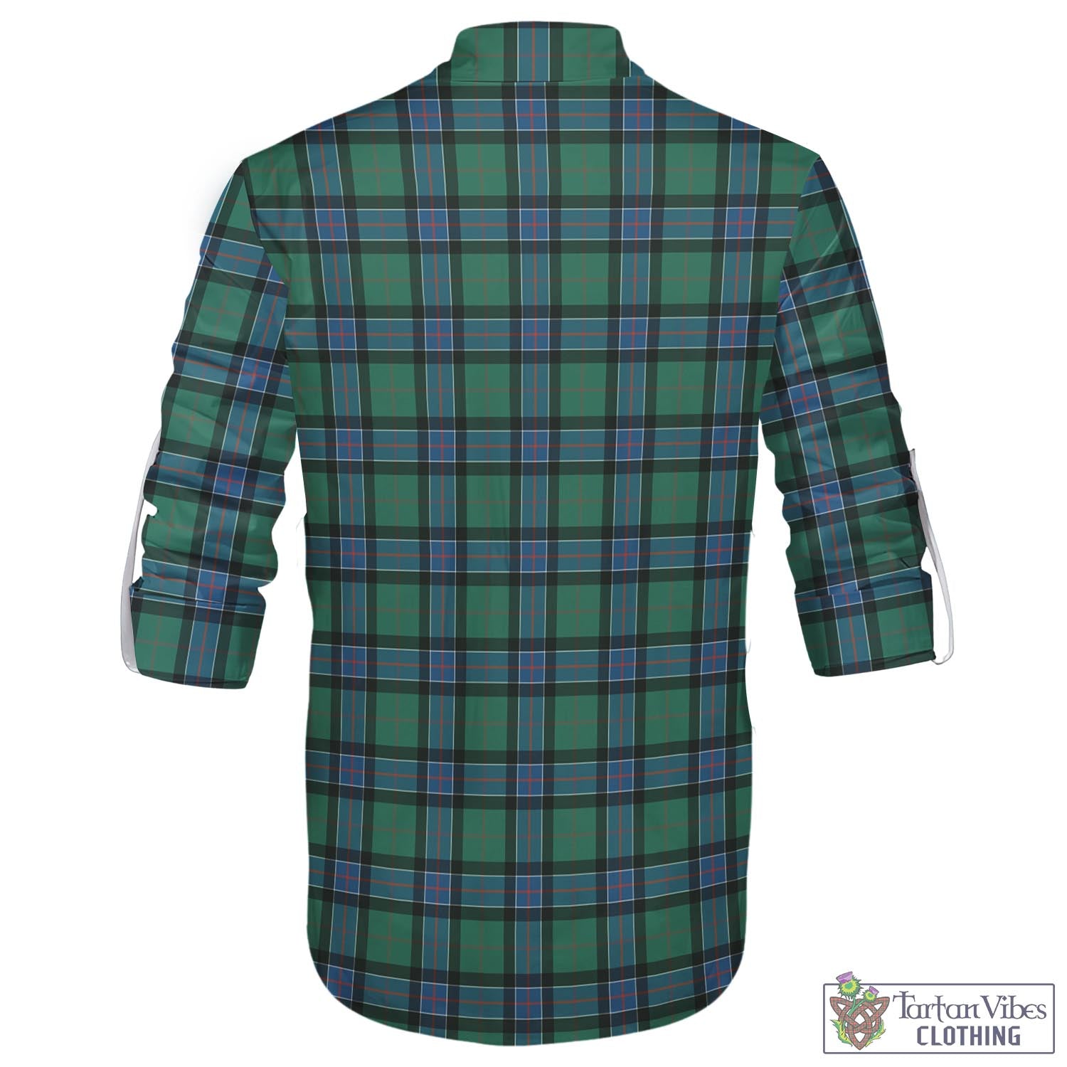 Tartan Vibes Clothing Sinclair Hunting Ancient Tartan Men's Scottish Traditional Jacobite Ghillie Kilt Shirt with Family Crest