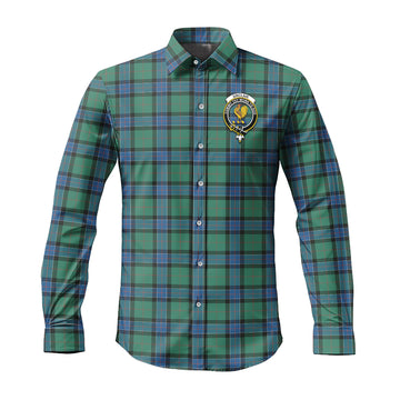 Sinclair Hunting Ancient Tartan Long Sleeve Button Up Shirt with Family Crest