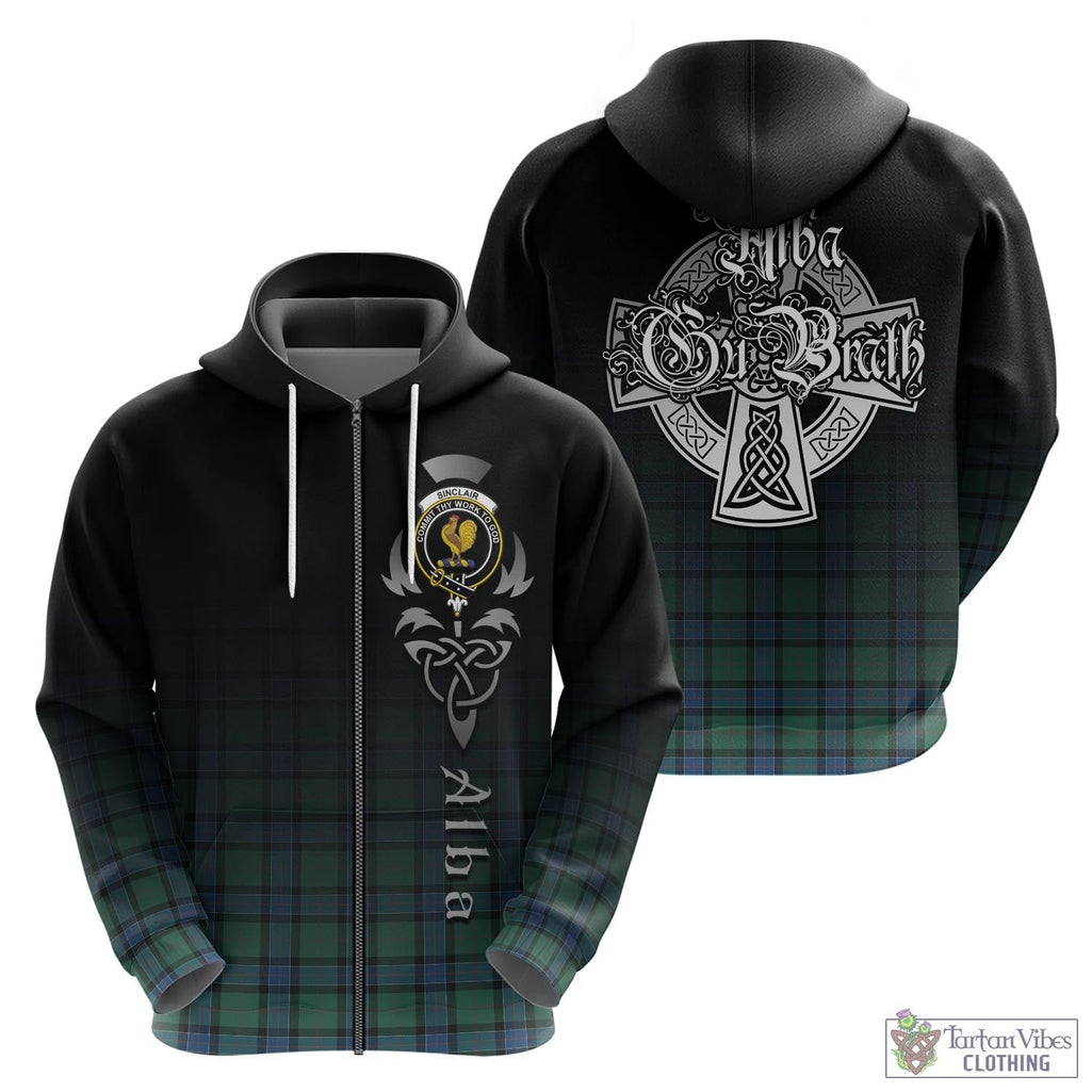 Tartan Vibes Clothing Sinclair Hunting Ancient Tartan Hoodie Featuring Alba Gu Brath Family Crest Celtic Inspired