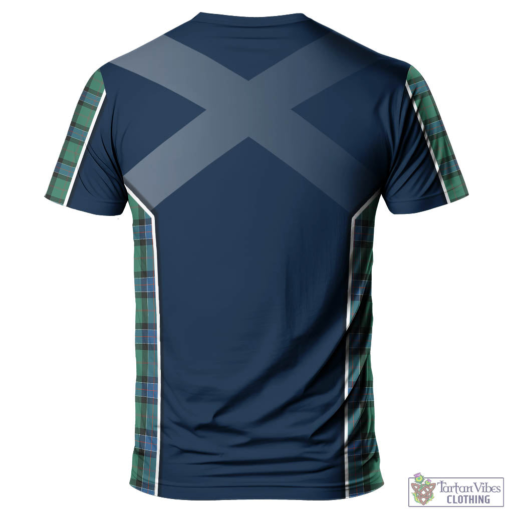 Tartan Vibes Clothing Sinclair Hunting Ancient Tartan T-Shirt with Family Crest and Scottish Thistle Vibes Sport Style