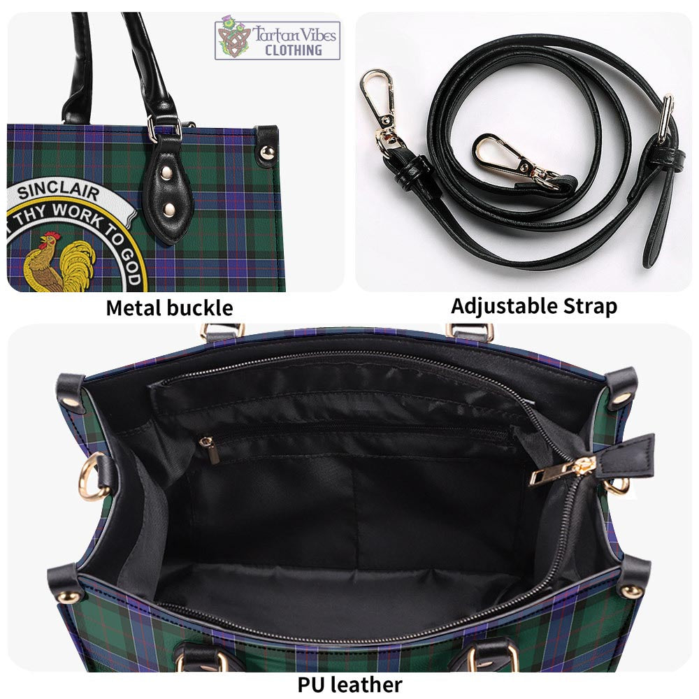 Tartan Vibes Clothing Sinclair Hunting Modern Tartan Luxury Leather Handbags with Family Crest