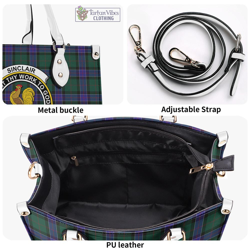 Tartan Vibes Clothing Sinclair Hunting Modern Tartan Luxury Leather Handbags with Family Crest