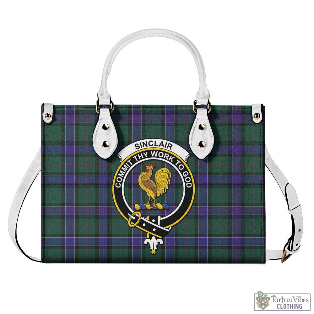 Tartan Vibes Clothing Sinclair Hunting Modern Tartan Luxury Leather Handbags with Family Crest