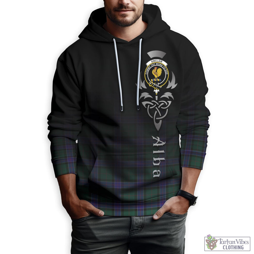 Tartan Vibes Clothing Sinclair Hunting Modern Tartan Hoodie Featuring Alba Gu Brath Family Crest Celtic Inspired