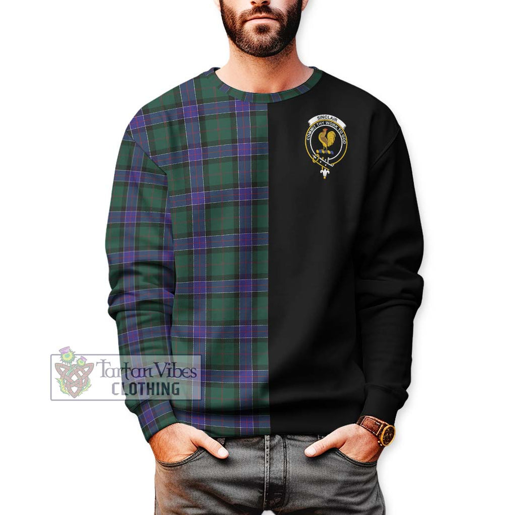 Sinclair Hunting Modern Tartan Sweatshirt with Family Crest and Half Of Me Style Unisex - Tartanvibesclothing Shop