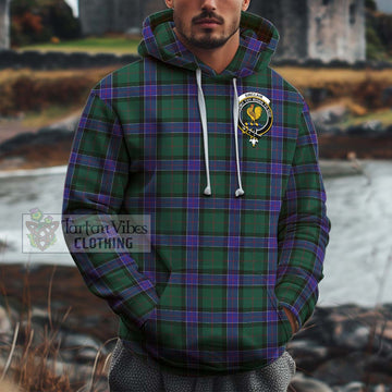 Sinclair Hunting Modern Tartan Cotton Hoodie with Family Crest