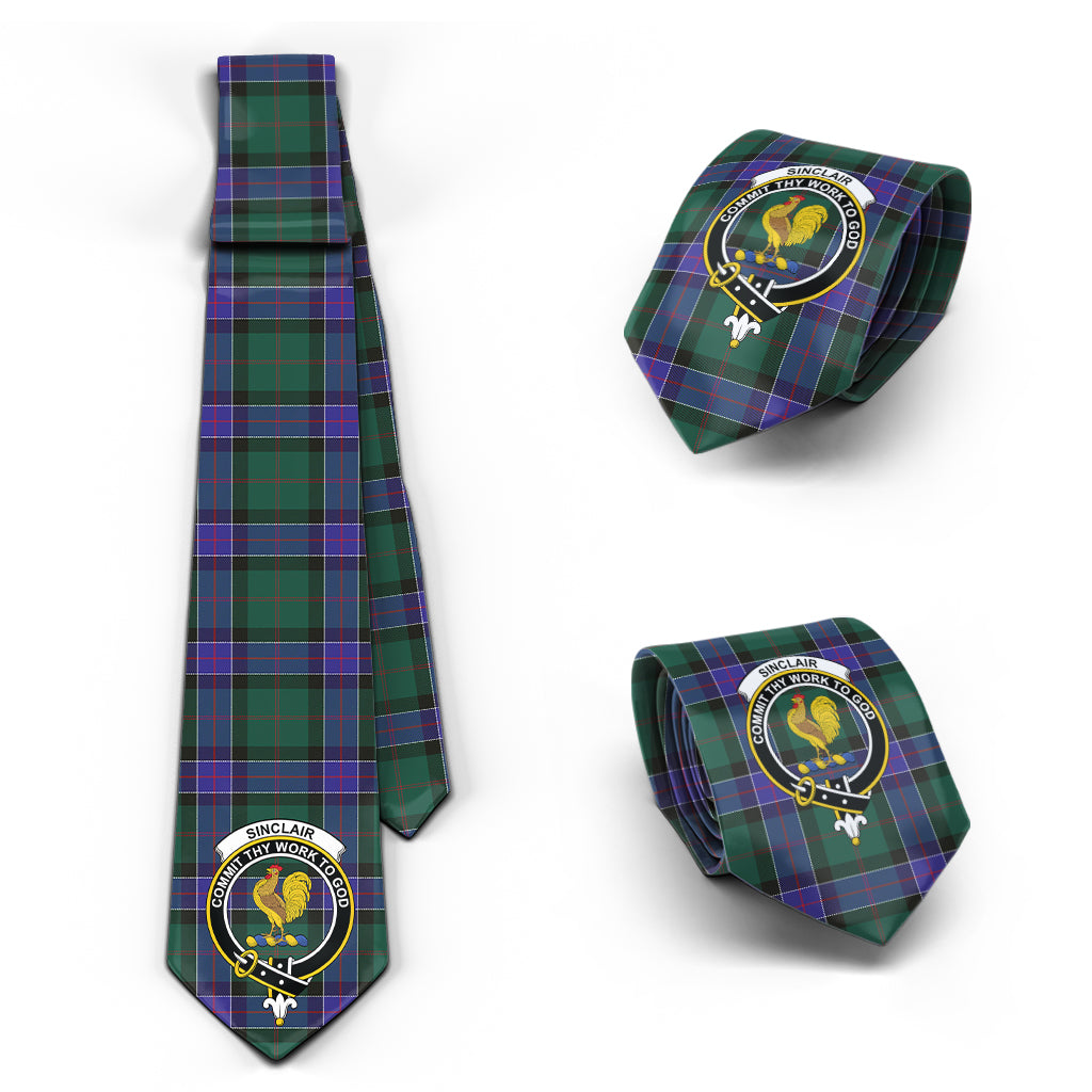 Sinclair Hunting Modern Tartan Classic Necktie with Family Crest Necktie One Size - Tartan Vibes Clothing