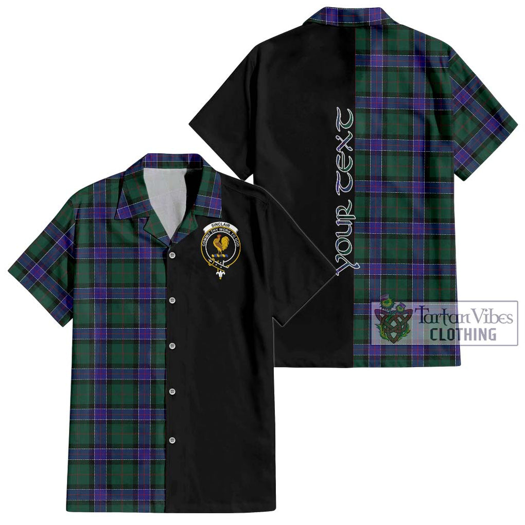 Sinclair Hunting Modern Tartan Short Sleeve Button Shirt with Family Crest and Half Of Me Style Kid - Tartanvibesclothing Shop