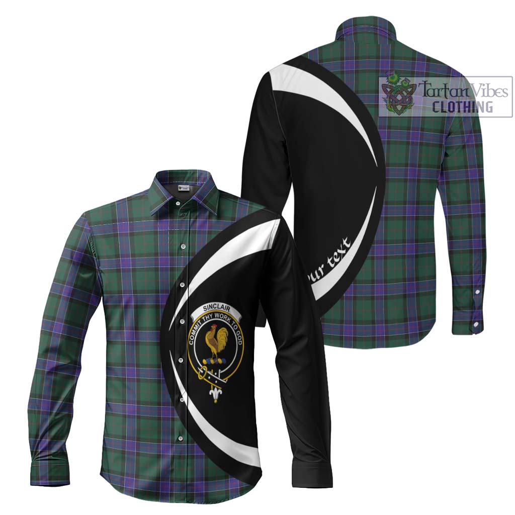 Sinclair Hunting Modern Tartan Long Sleeve Button Up with Family Crest Circle Style Men's Shirt S - Tartan Vibes Clothing