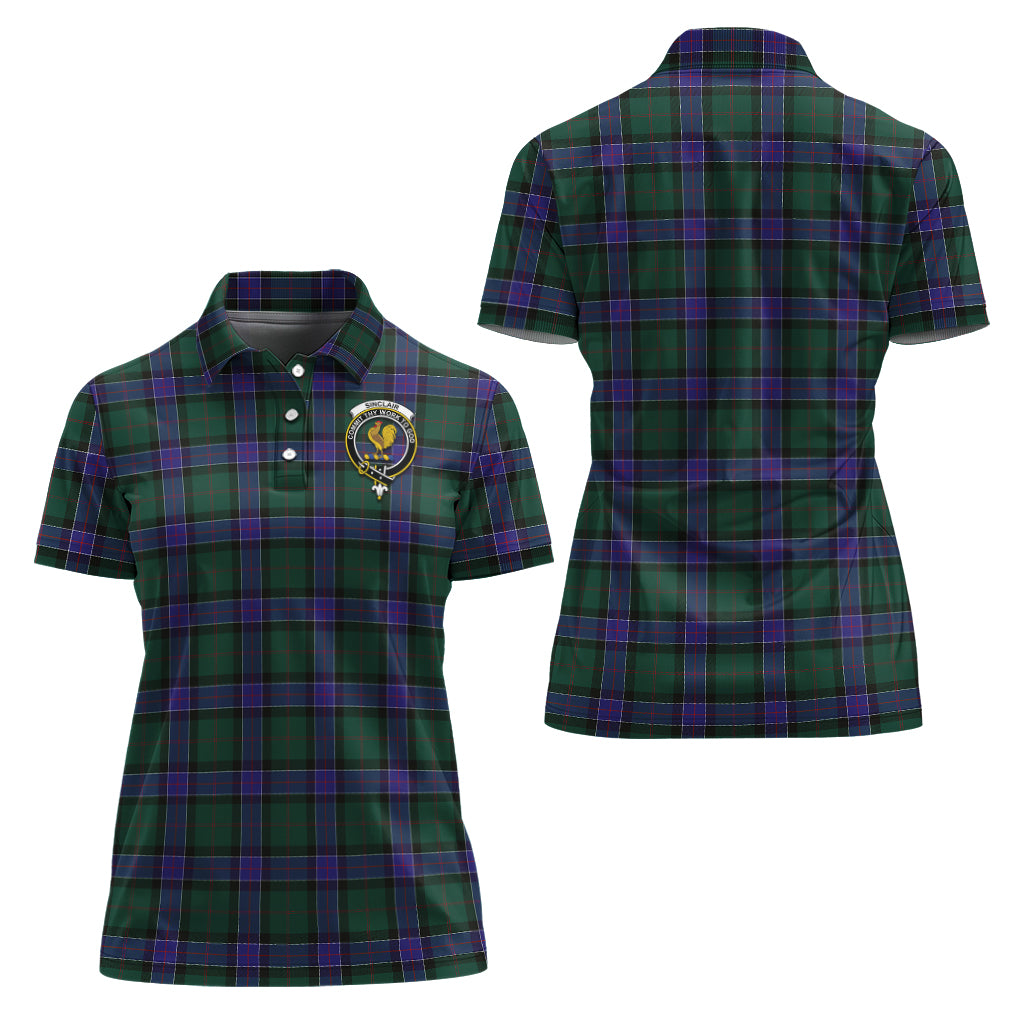 sinclair-hunting-modern-tartan-polo-shirt-with-family-crest-for-women