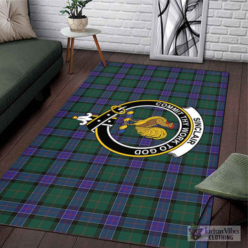 Sinclair Hunting Modern Tartan Area Rug with Family Crest