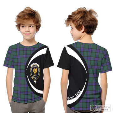 Sinclair Hunting Modern Tartan Kid T-Shirt with Family Crest Circle Style