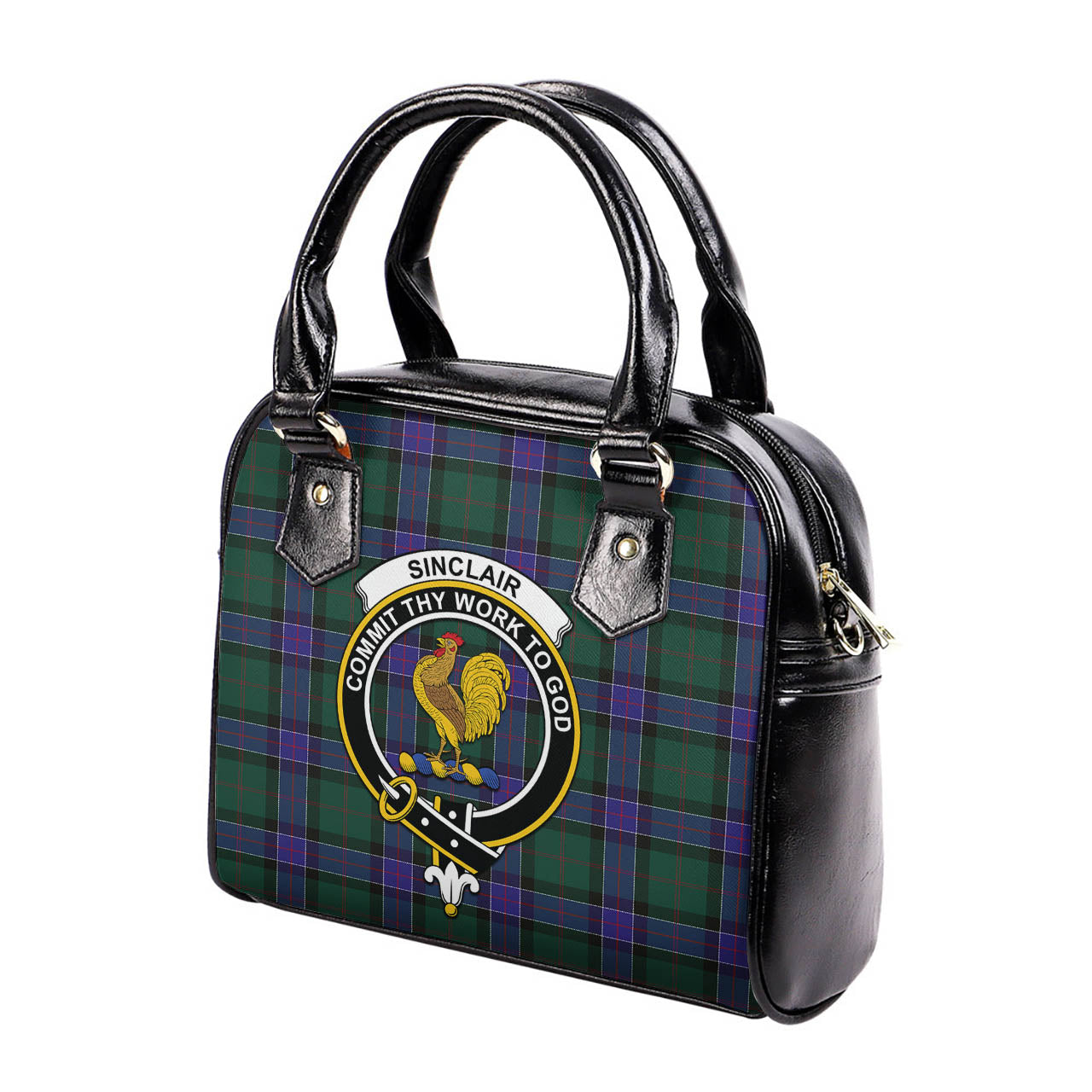 Sinclair Hunting Modern Tartan Shoulder Handbags with Family Crest - Tartanvibesclothing