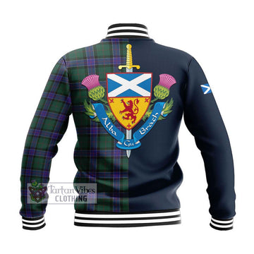 Sinclair Hunting Modern Tartan Baseball Jacket Alba with Scottish Lion Royal Arm Half Style