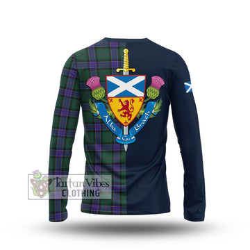 Sinclair Hunting Modern Tartan Long Sleeve T-Shirt Alba with Scottish Lion Royal Arm Half Style