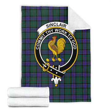 Sinclair Hunting Modern Tartan Blanket with Family Crest