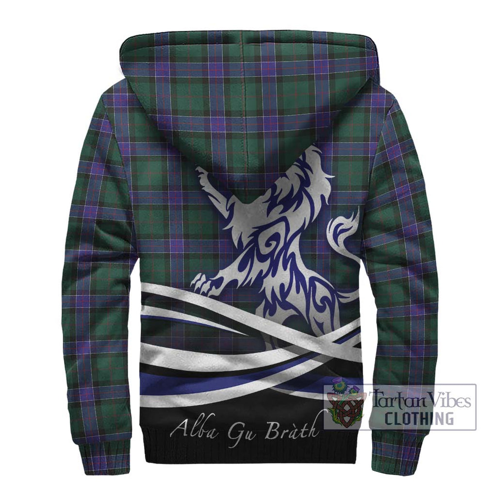 Sinclair Hunting Modern Tartan Sherpa Hoodie with Alba Gu Brath Regal Lion Emblem - Tartanvibesclothing Shop