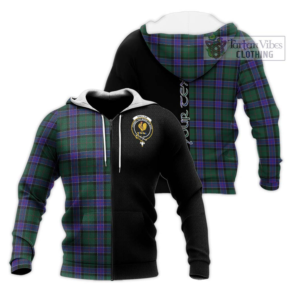 Sinclair Hunting Modern Tartan Knitted Hoodie with Family Crest and Half Of Me Style Unisex Knitted Zip Hoodie - Tartanvibesclothing Shop