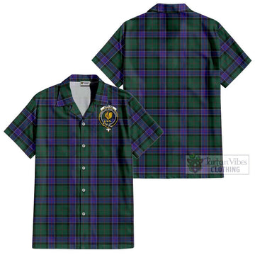 Sinclair Hunting Modern Tartan Cotton Hawaiian Shirt with Family Crest